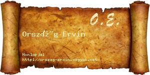 Ország Ervin névjegykártya